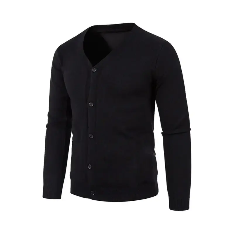 New men's casual solid color v-neck sweater cardigan sweater Nexellus