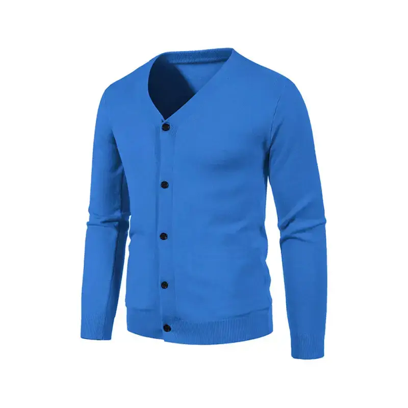 New men's casual solid color v-neck sweater cardigan sweater Nexellus