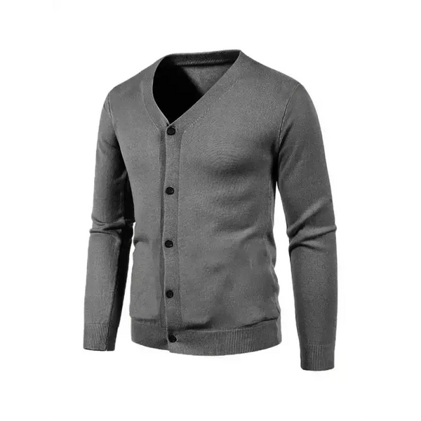 New men's casual solid color v-neck sweater cardigan sweater Nexellus