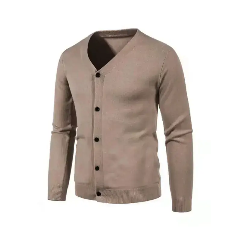 New men's casual solid color v-neck sweater cardigan sweater Nexellus