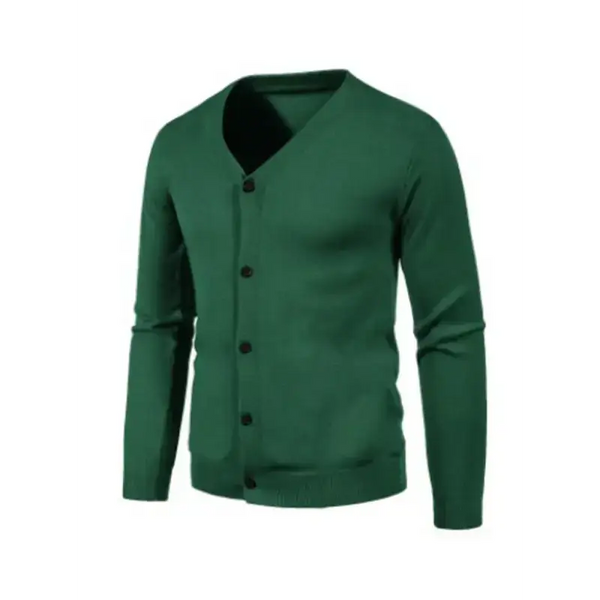 New men's casual solid color v-neck sweater cardigan sweater Nexellus