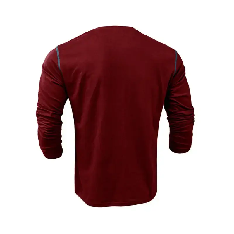 New men's henley color block knitted long sleeve t-shirt Nexellus