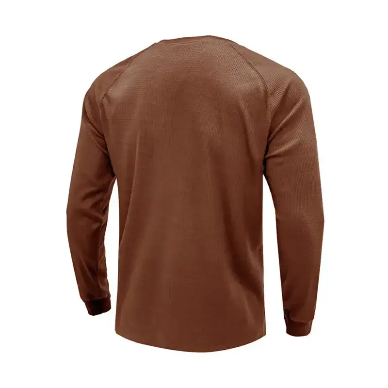 New men's round neck waffle henley shirt Nexellus