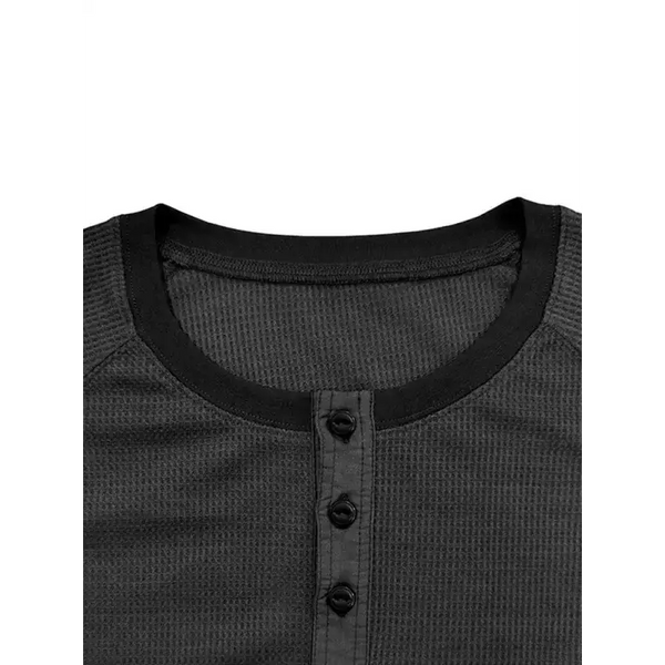 New men's round neck waffle henley shirt Nexellus