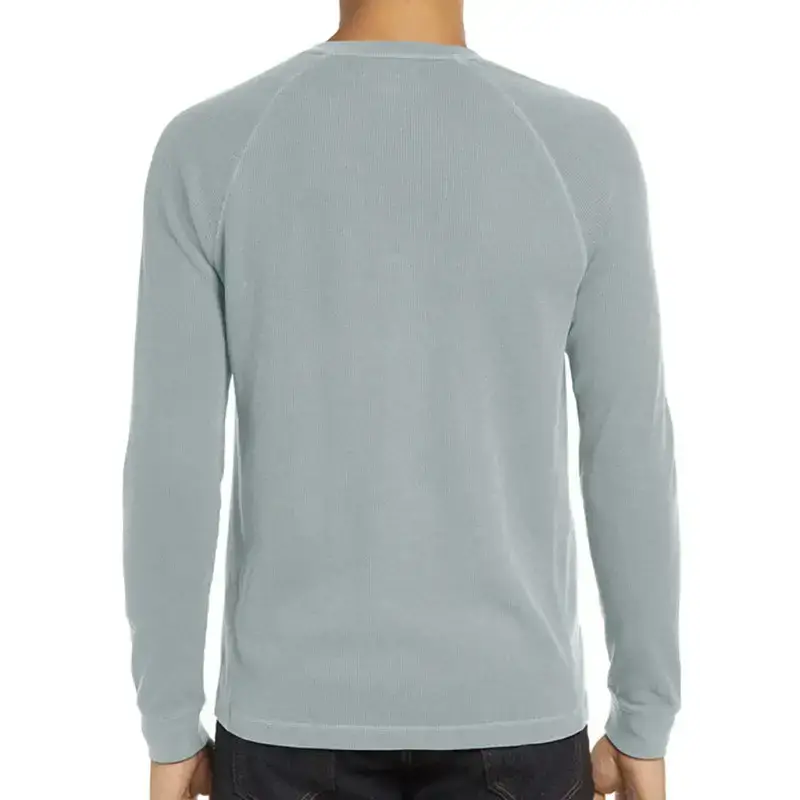 New men's round neck waffle henley shirt Nexellus