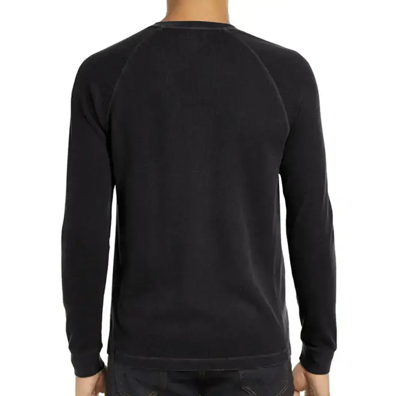 New men's round neck waffle henley shirt Nexellus