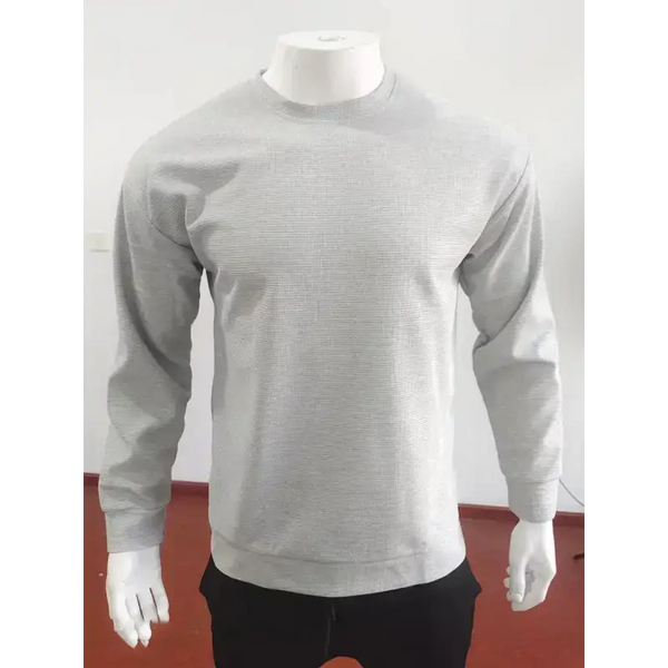 New men's solid colour waffle all-match thin round neck long-sleeved Nexellus