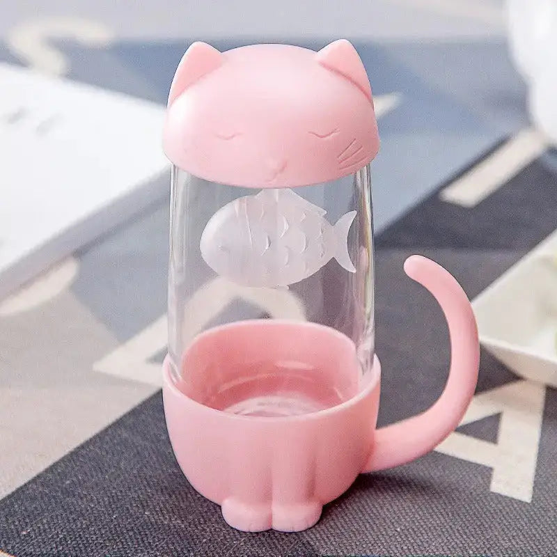 New style cute cat cups tea mug with fish infuser strainer filter home Nexellus