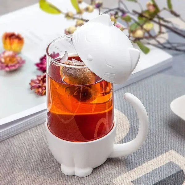 New style cute cat cups tea mug with fish infuser strainer filter home Nexellus