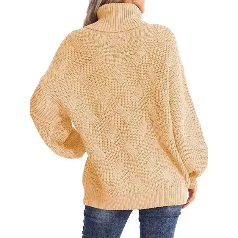 New thick line long sleeve solid color pullover turtleneck sweater Nexellus