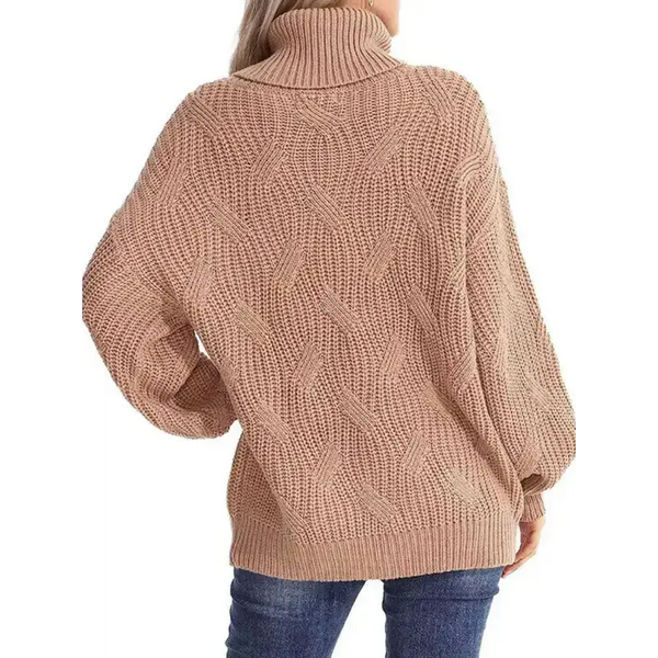 New thick line long sleeve solid color pullover turtleneck sweater Nexellus