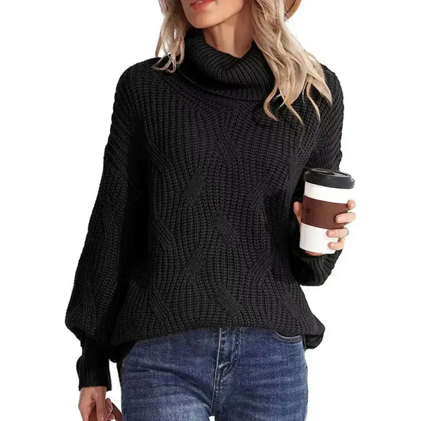 New thick line long sleeve solid color pullover turtleneck sweater Nexellus