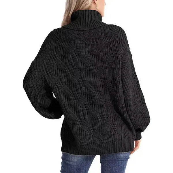 New thick line long sleeve solid color pullover turtleneck sweater Nexellus