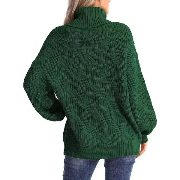 New thick line long sleeve solid color pullover turtleneck sweater Nexellus