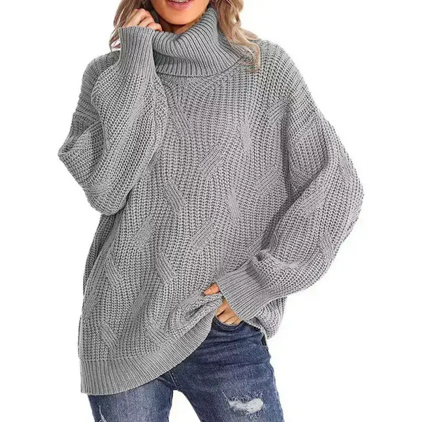 New thick line long sleeve solid color pullover turtleneck sweater Nexellus