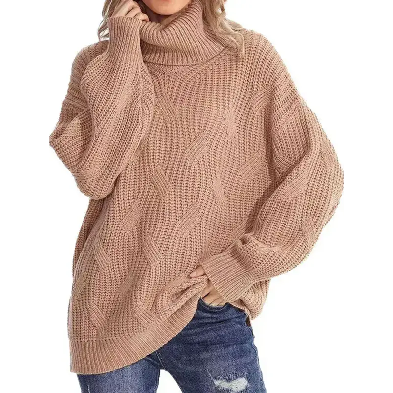 New thick line long sleeve solid color pullover turtleneck sweater Nexellus