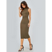 New women's simple round neck sleeveless hip-hugging tight dress Nexellus