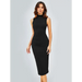 New women's simple round neck sleeveless hip-hugging tight dress Nexellus