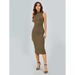 New women's simple round neck sleeveless hip-hugging tight dress Nexellus