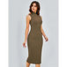 New women's simple round neck sleeveless hip-hugging tight dress Nexellus