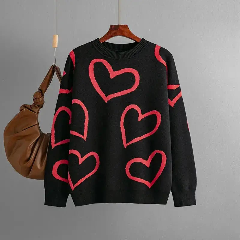 O neck heart-shaped women long sleeve sweater Nexellus