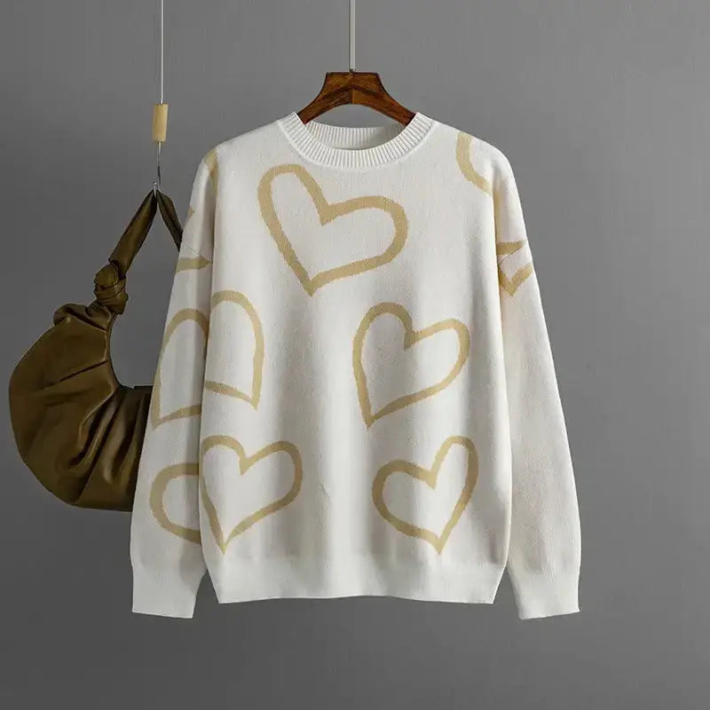 O neck heart-shaped women long sleeve sweater Nexellus