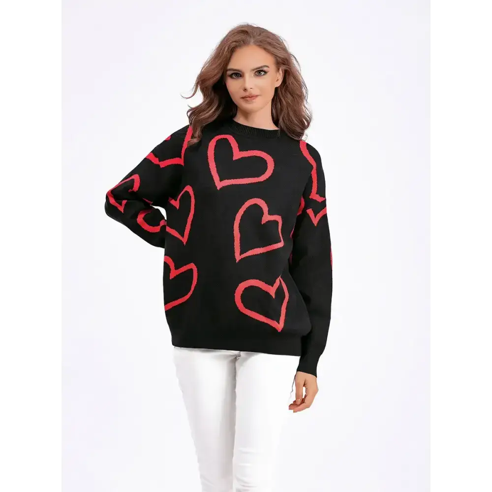 O neck heart-shaped women long sleeve sweater Nexellus