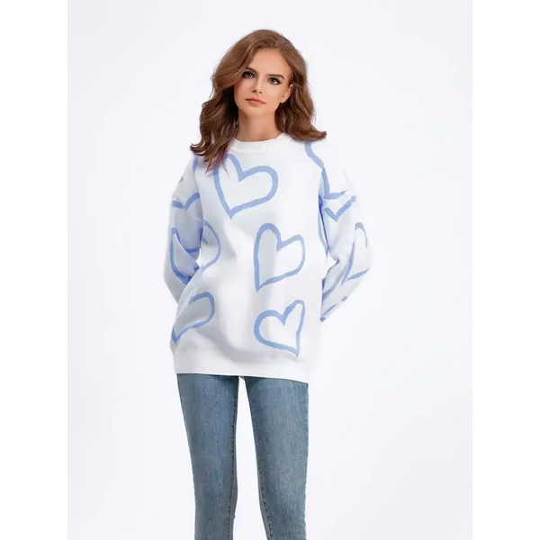 O neck heart-shaped women long sleeve sweater Nexellus