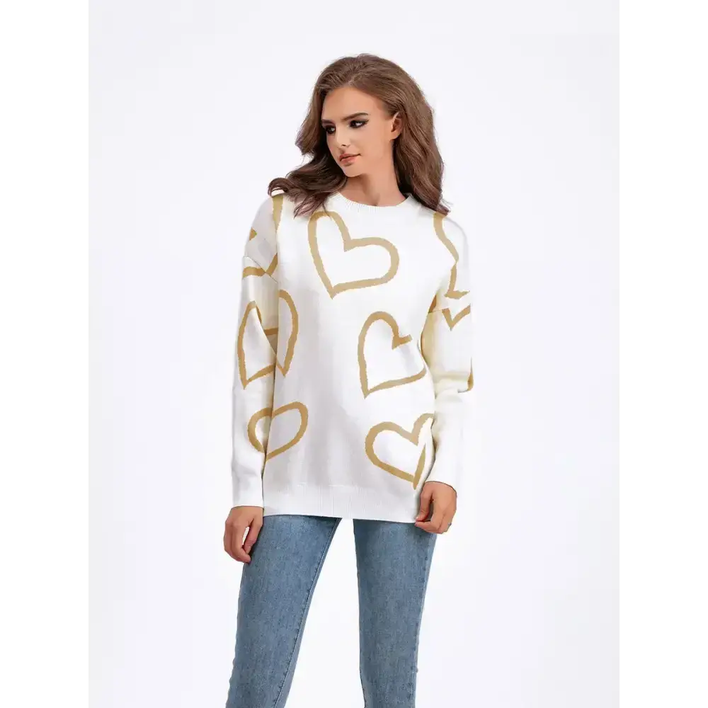 O neck heart-shaped women long sleeve sweater Nexellus