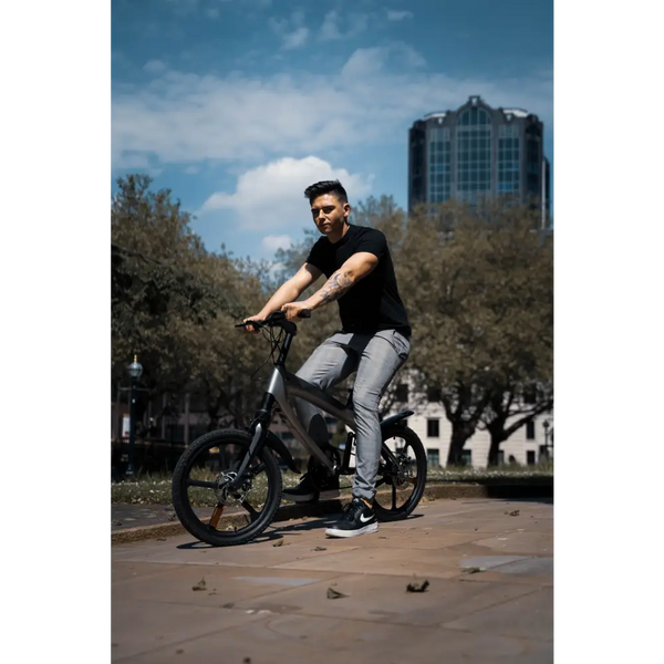 Official carbon black e-bike with built-in speakers &