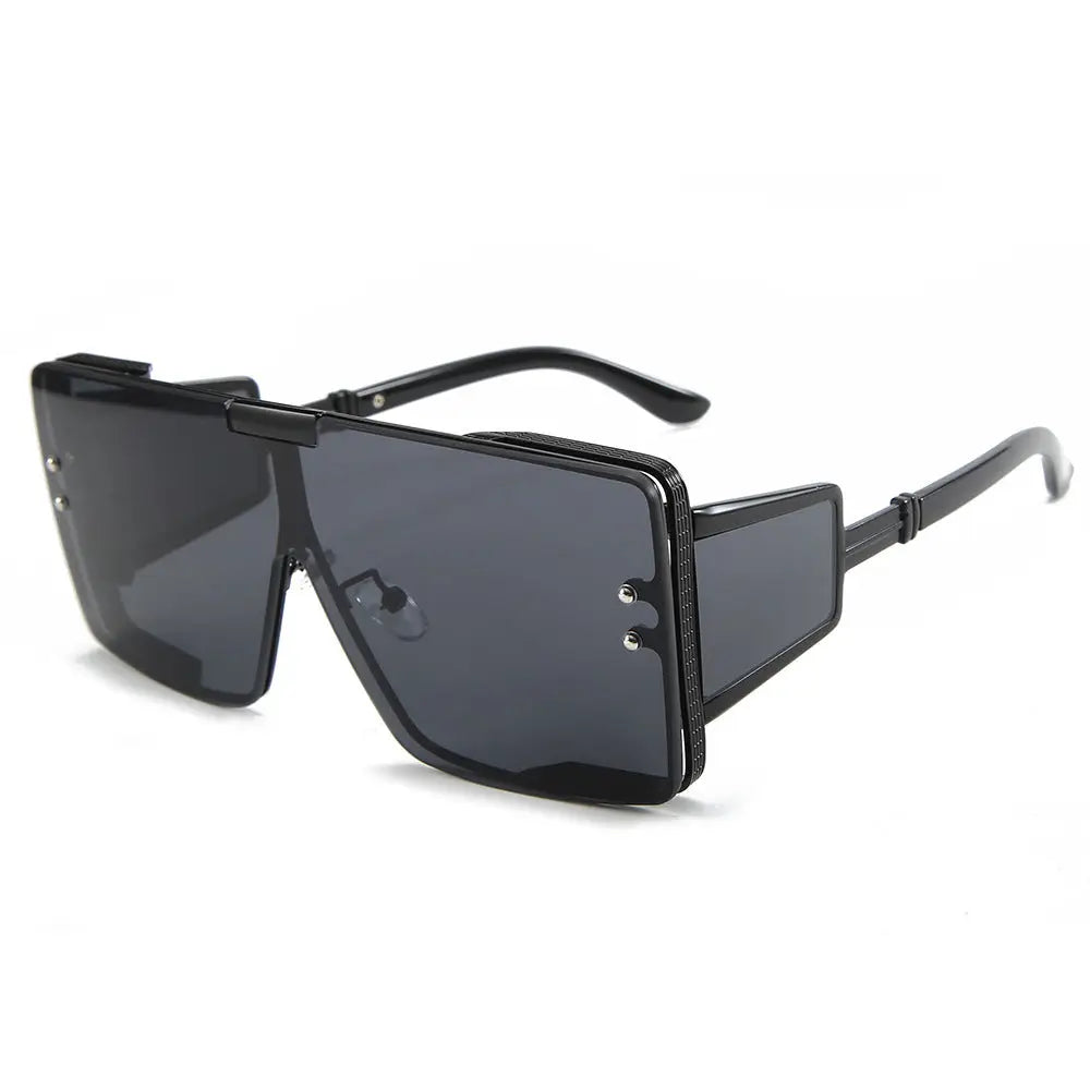One Piece Flat Top Vintage Large Frame Sunglasses For Men & Women Nexellus