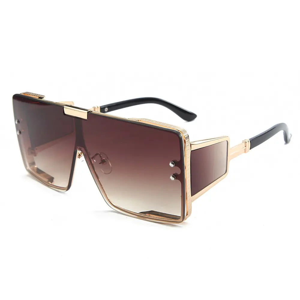 One Piece Flat Top Vintage Large Frame Sunglasses For Men & Women Nexellus