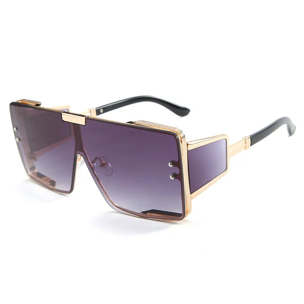 One Piece Flat Top Vintage Large Frame Sunglasses For Men & Women Nexellus