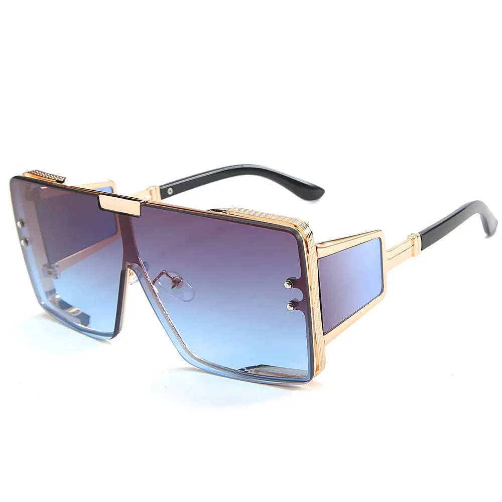 One Piece Flat Top Vintage Large Frame Sunglasses For Men & Women Nexellus