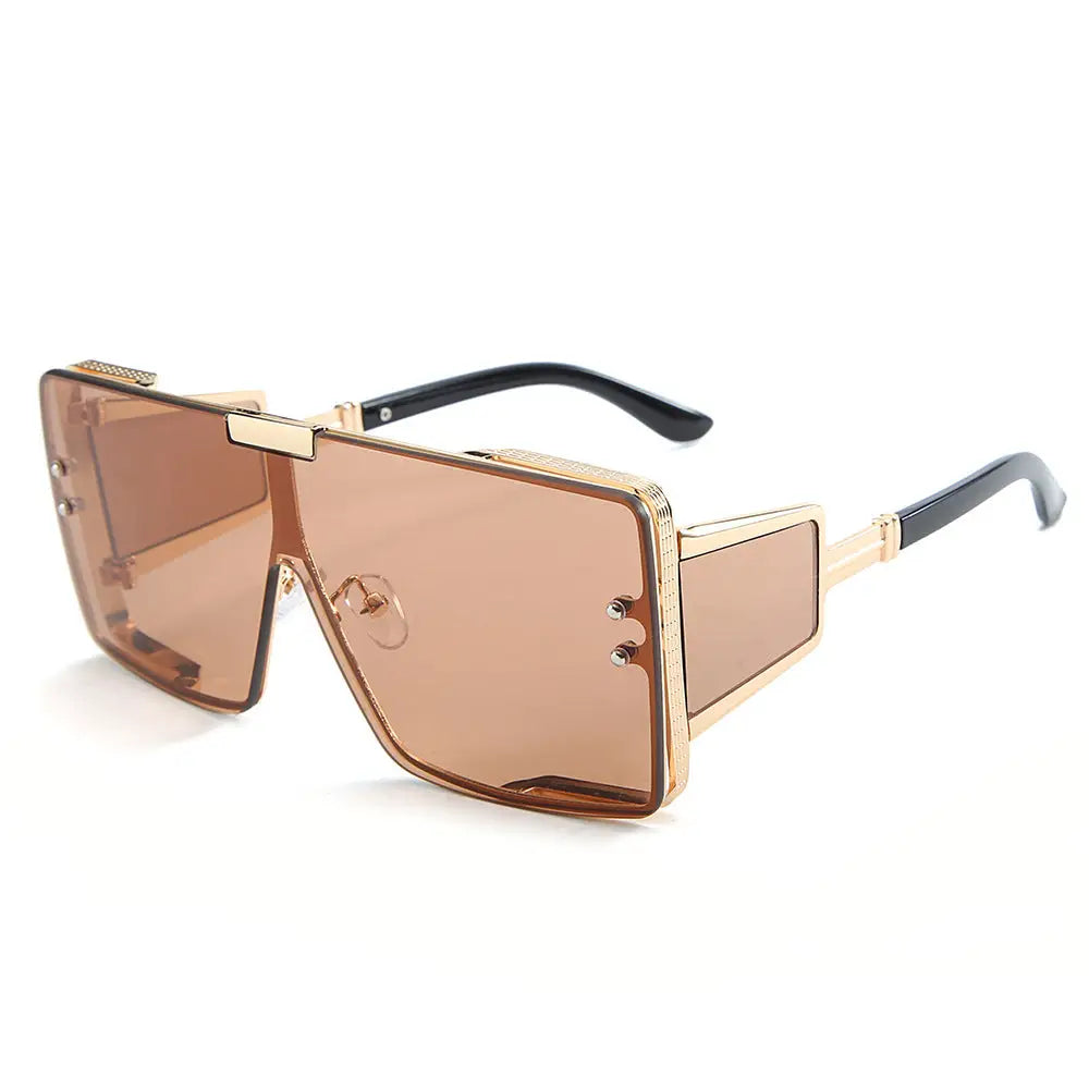 One Piece Flat Top Vintage Large Frame Sunglasses For Men & Women Nexellus