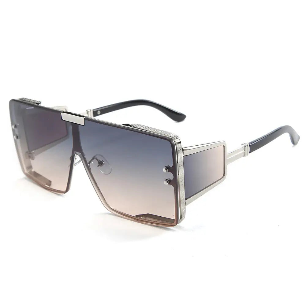 One Piece Flat Top Vintage Large Frame Sunglasses For Men & Women Nexellus