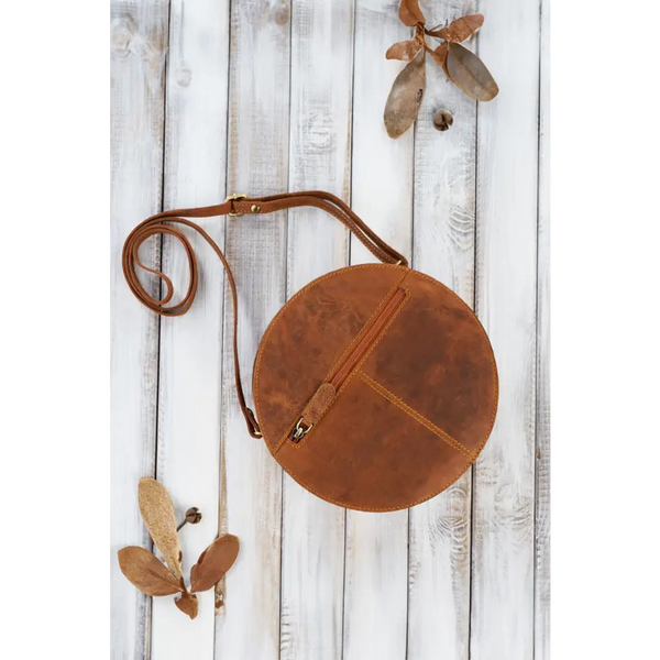 Orange - natural leather bag model 191522 galanter