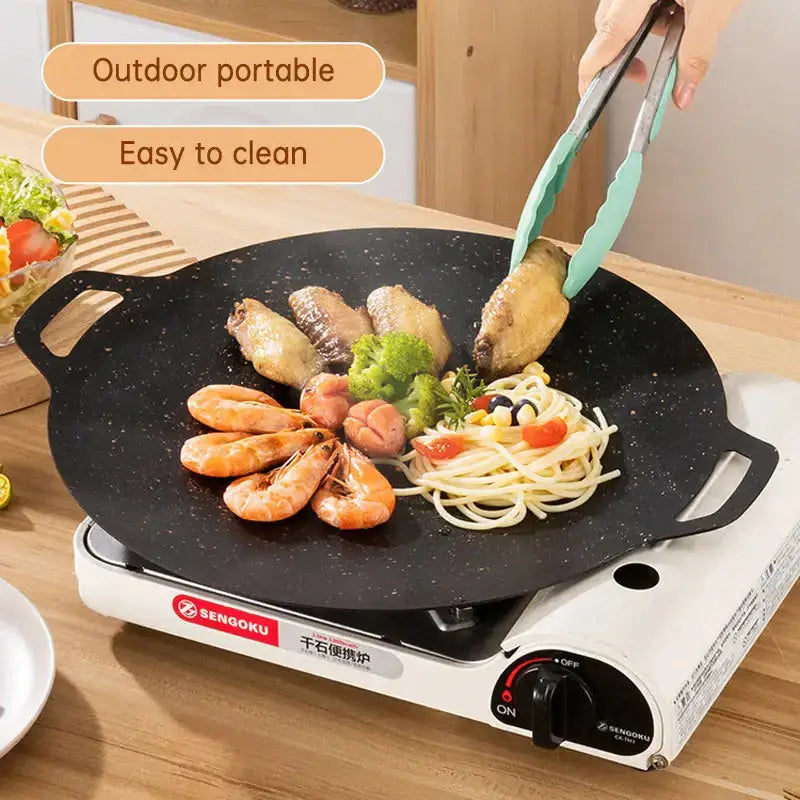 Outdoor camping domestic barbecue pan korean style round portable Nexellus