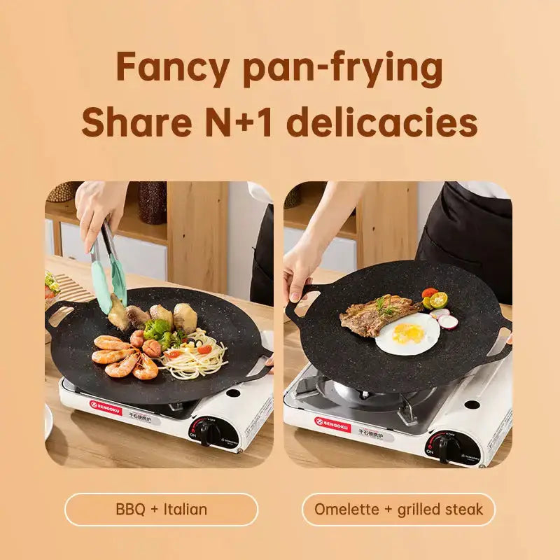 Outdoor camping domestic barbecue pan korean style round portable Nexellus