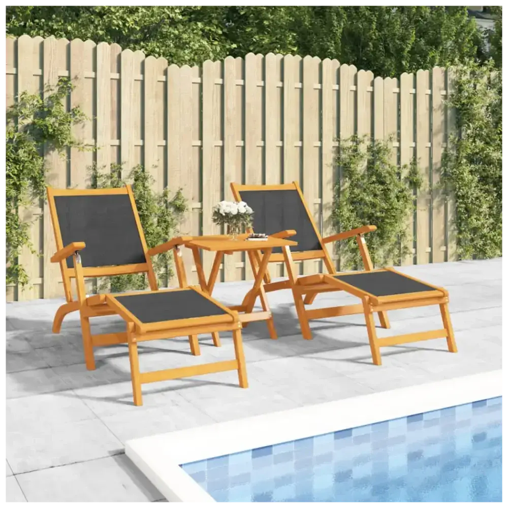 Outdoor deck chairs 2 pcs solid wood acacia and textilene Nexellus