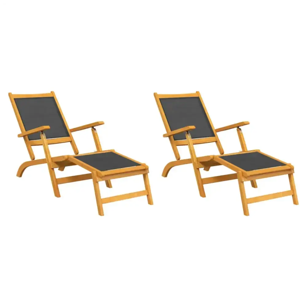 Outdoor deck chairs 2 pcs solid wood acacia and textilene Nexellus