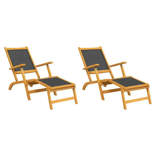 Outdoor deck chairs 2 pcs solid wood acacia and textilene Nexellus