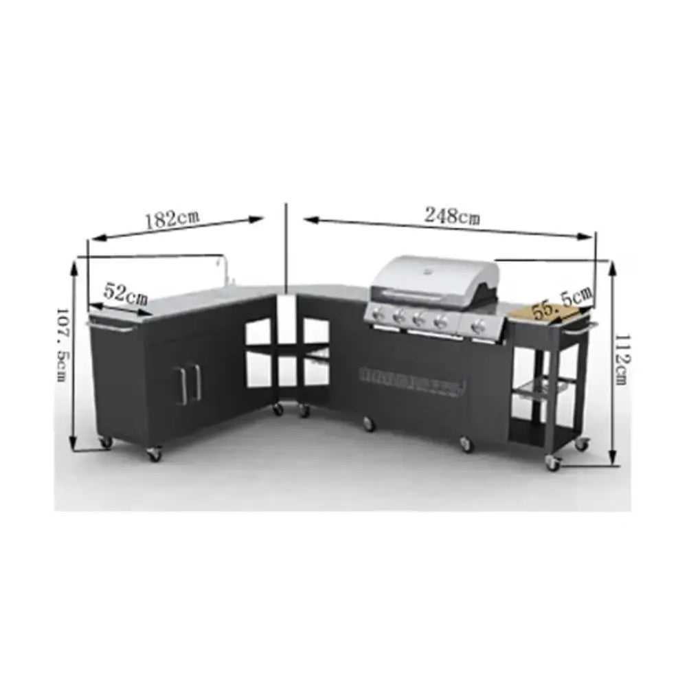 Outdoor kitchen barbecue missouri 4 burners - Black