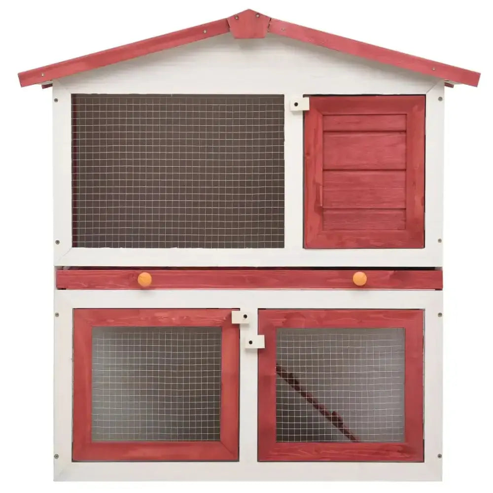 Outdoor rabbit hutch 3 doors red wood Nexellus