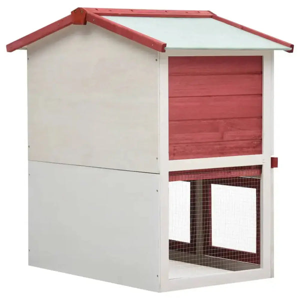 Outdoor rabbit hutch 3 doors red wood Nexellus