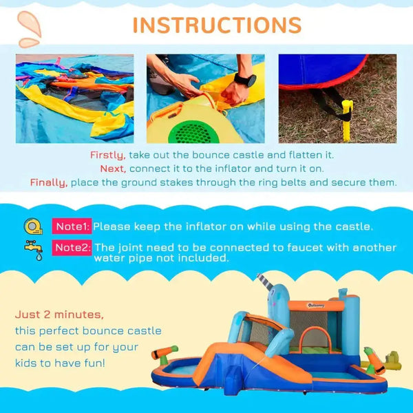 Outsunny kids inflatable bouncy castle w/ inflator, carry bag Nexellus