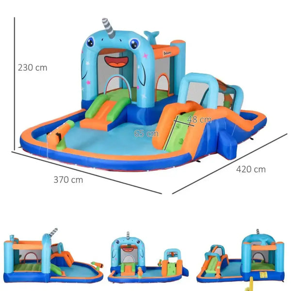 Outsunny kids inflatable bouncy castle w/ inflator, carry bag Nexellus