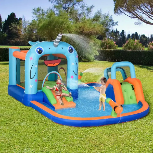 Outsunny kids inflatable bouncy castle w/ inflator, carry bag Nexellus