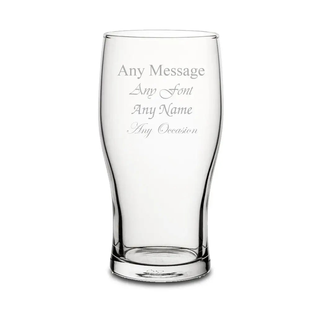 Personalised engraved 20oz classic curved tulip pint glass