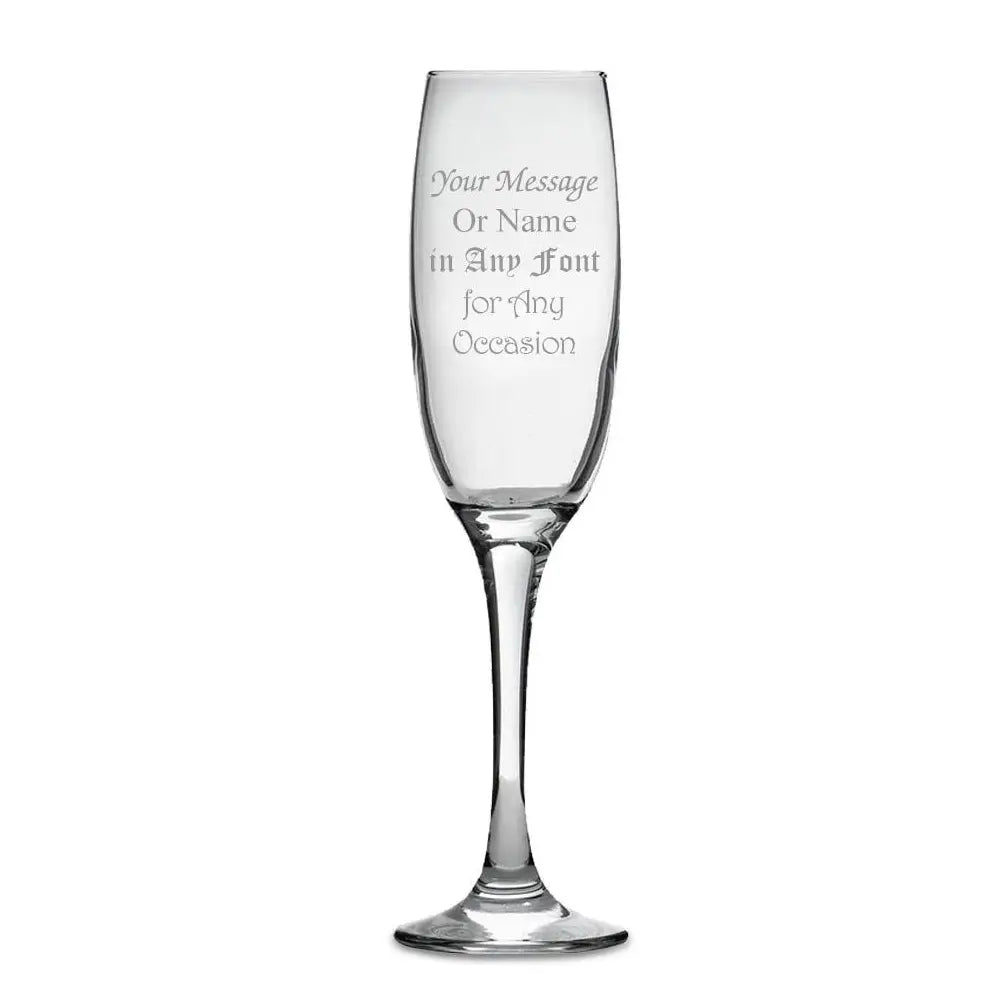 Personalised engraved argon champagne flute wedding wine